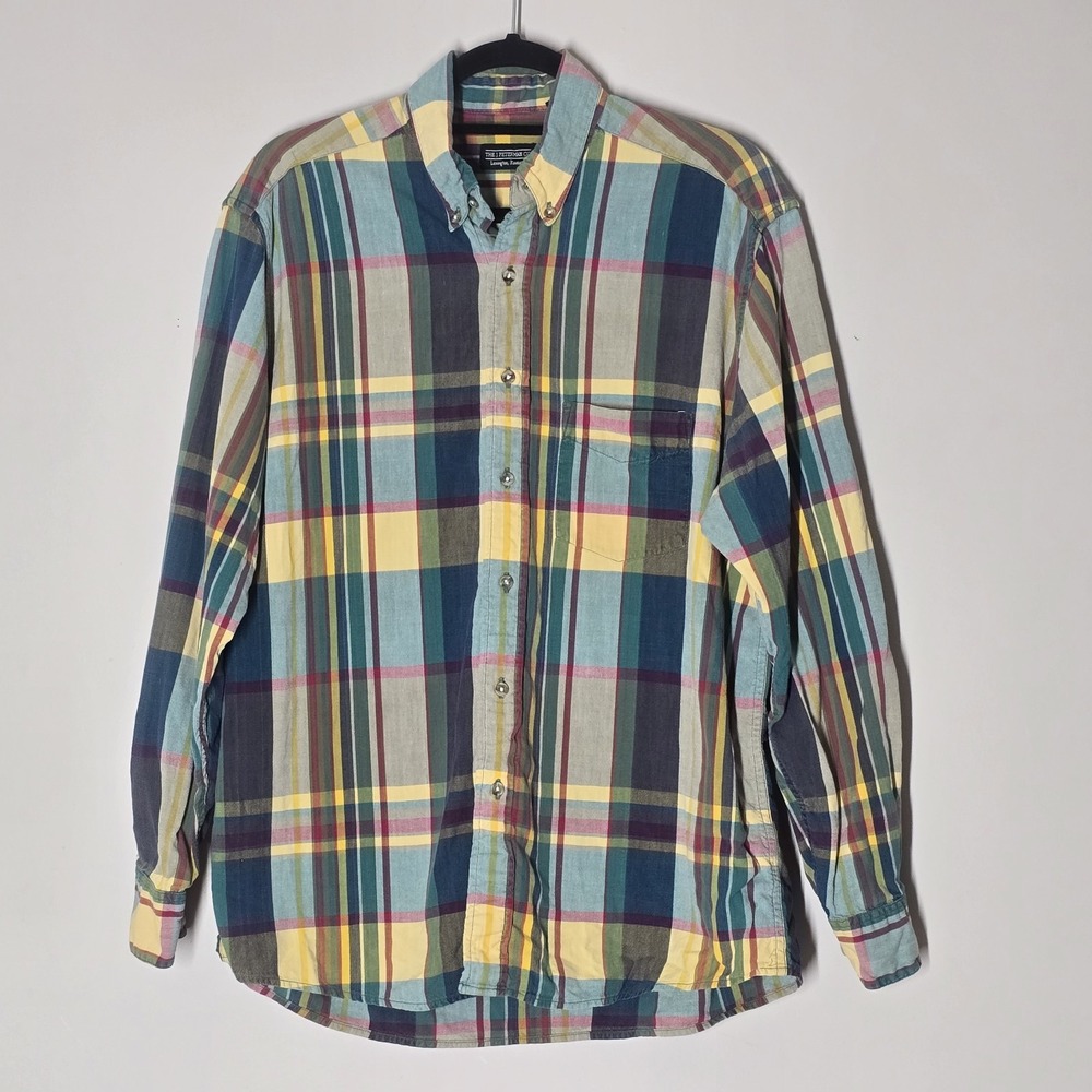 J. Peterman Mens Plaid Flannel Shirt M Rustic Heritage 100% Cotton Preppy‎